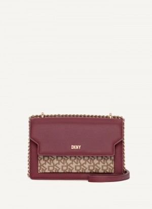 Aged Wine Women's Dkny Millie Flap Leather Crossbody Bags | 1649QEAVZ