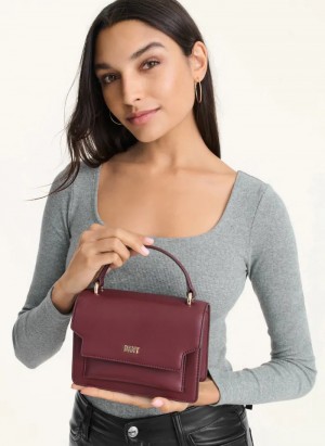 Aged Wine Women's Dkny Millie Leather Top Handle Crossbody Bags | 5169BVKCW