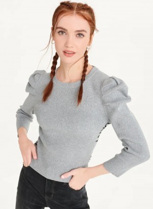 Avenue Grey Women's Dkny Puff Sleeve Sweaters | 7302YOFKP