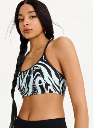 Beach Women's Dkny Marble Swirl Print Strappy Sports Bra | 0165XRBPH