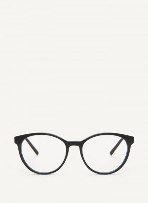 Black Accessories Dkny Round Glasses | 7043OCFMU