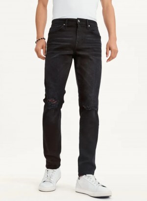 Black Men's Dkny Destructed Denim Jeans | 0147QIJHM