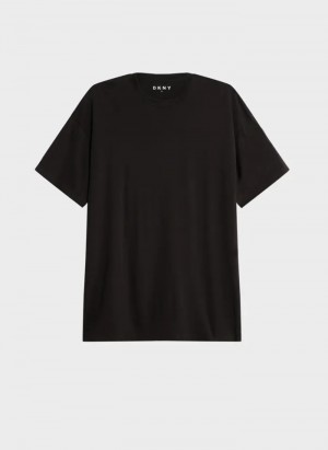 Black Men's Dkny Essential T Shirts | 2041GVITX