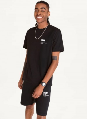 Black Men's Dkny Left Chest Logo T Shirts | 8457QNZGK