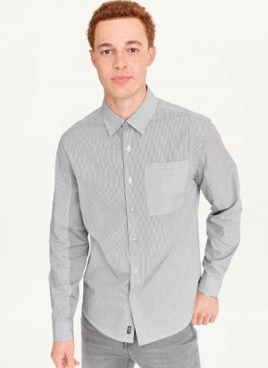 Black Men's Dkny Long Sleeve Shirts | 2193JNHBP