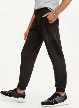 Black Men's Dkny Shadow Logo Jogger Pants | 5472DWMJE