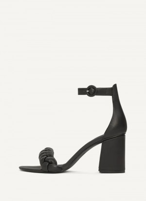 Black Women's Dkny Braided Ankle Strap Block Heels | 4601VHXEY