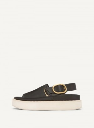 Black Women's Dkny Buckle Flatform Sandals | 1470PACKD