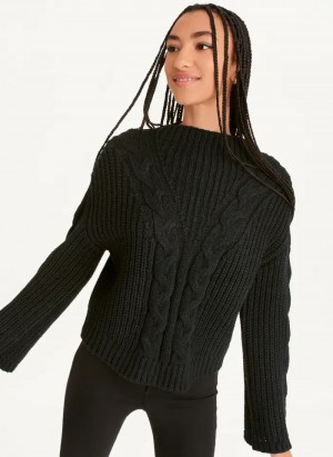 Black Women's Dkny Cable Knit Sweaters | 1973INLPY