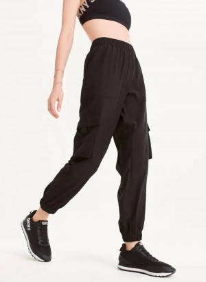 Black Women's Dkny Cargo Jogger Pockets Pants | 1947WDKJN