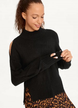 Black Women's Dkny Cold-Shoulder Sweaters | 5748FWQPT