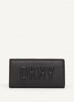 Black Women's Dkny Continental Raised Logo Wallet | 5139MELJD