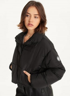 Black Women's Dkny Cropped Puffers | 0478PFBLK