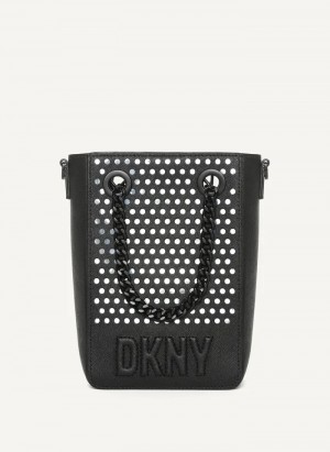 Black Women's Dkny Essex Saffiano North-South Crossbody Bags | 3025XMATI