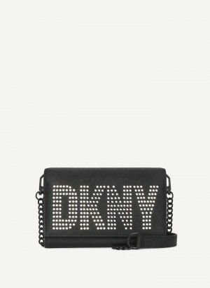 Black Women's Dkny Essex Saffiano Slim Crossbody Bags | 0759UACIF