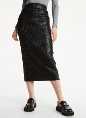 Black Women's Dkny Foil Maxi Skirt | 3298BPTXF