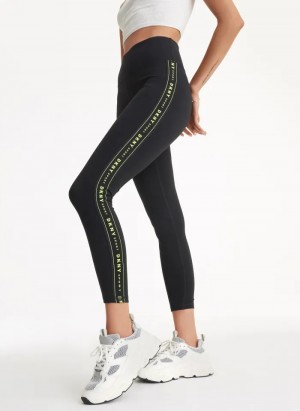 Black Women's Dkny High-Waisted 7/8 W/ Logo Taping Leggings | 7309NAPKB