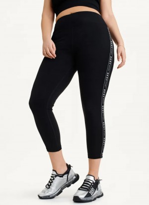 Black Women's Dkny High Waisted Logo Taping Leggings | 7683VRBZQ