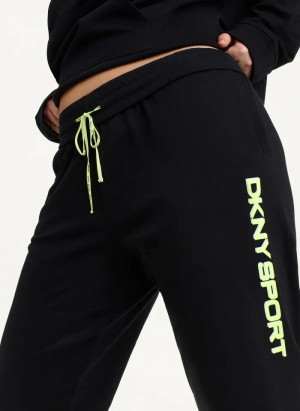 Black Women's Dkny Layered Shadow Logo High Rise Relaxed Jogger Pants | 8301ZTWNG