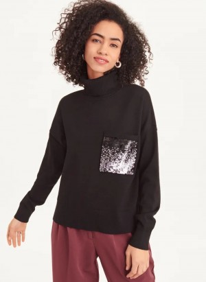 Black Women's Dkny Long Sleeve Turtle Neck Ombre Sweaters | 5028UZMEF