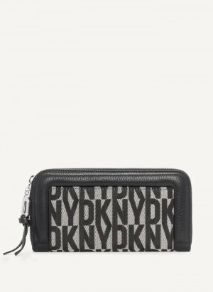 Black Women's Dkny Metro Continental Zip Around Wallet | 7061DVTFE