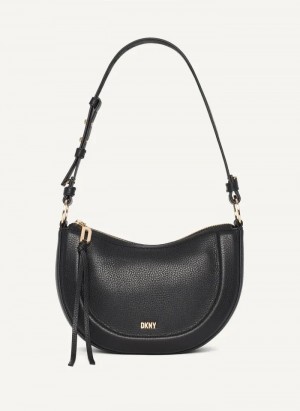 Black Women's Dkny Metro Leather Shoulder Bag | 9380XHJFZ