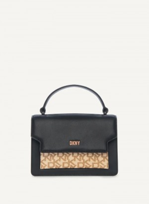 Black Women's Dkny Millie Leather Top Handle Crossbody Bags | 5498RYPOZ