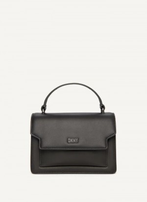 Black Women's Dkny Millie Leather Top Handle Crossbody Bags | 0728BFMCW