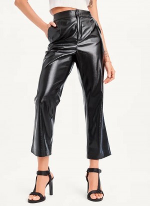 Black Women's Dkny Patent Leather Flared Pants | 8569OSBJG