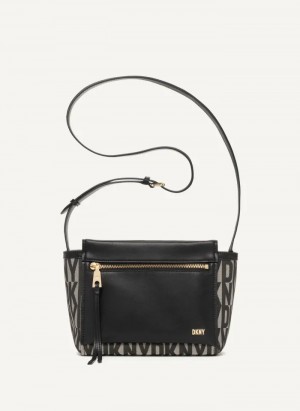 Black Women's Dkny Pax Crossbody Bags | 1372URSHM