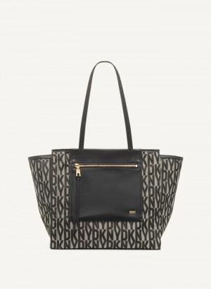 Black Women's Dkny Pax Large Tote Bags | 0819MVJZQ