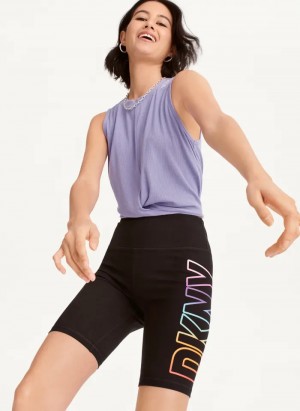 Black Women's Dkny Pride Logo Bike Shorts | 0182TDHLF