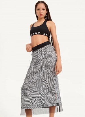 Black Women's Dkny Printed Pull On Skirt | 5179WQVSD