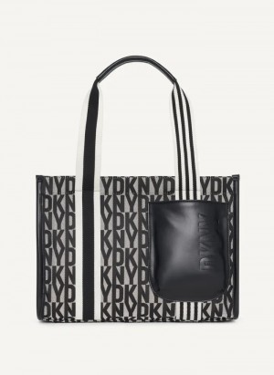 Black Women's Dkny Prospect Jacquard Large Tote Bags | 2640VNBIC