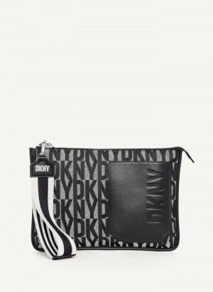 Black Women's Dkny Prospect Logo Pouch Tote Bags | 9342XKQEB