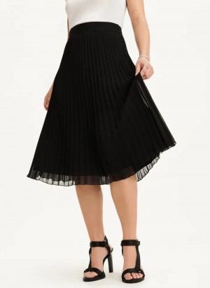 Black Women's Dkny Pull On Pleated Maxi Skirt | 5789UWTQP