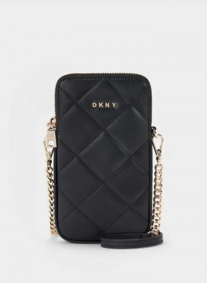 Black Women's Dkny Quilted Phone Crossbody Bags | 0613EXQBG