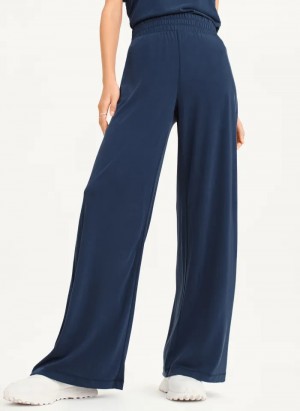 Black Women's Dkny Relaxed Wide Leg Pants | 3846MWZRH