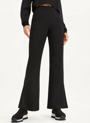 Black Women's Dkny Rhinestone Slit Pants | 4803RVZMX