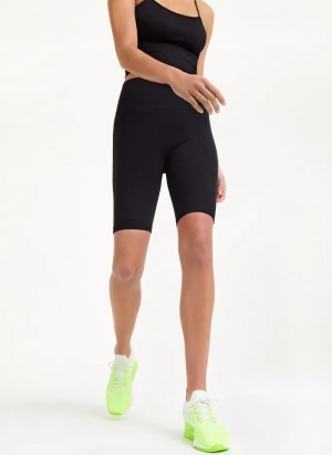 Black Women's Dkny Rib Knit Biker Shorts | 6274GQYVW