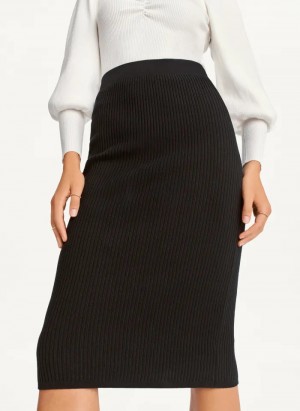 Black Women's Dkny Ribbed Pencil Skirt | 0854THOAV