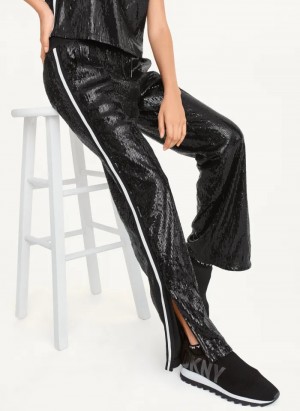 Black Women's Dkny Sequin Track Pants | 0976FQGHB