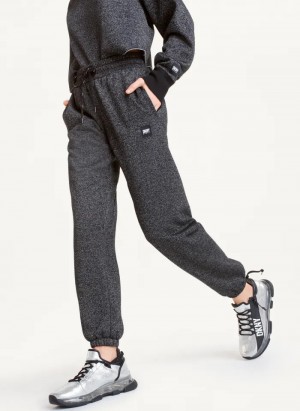 Black Women's Dkny Sparkle Fleece High Waist Pants | 4236GRNDK