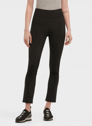 Black Women's Dkny Split Seam Compression Zippers Leggings | 5918XSELM