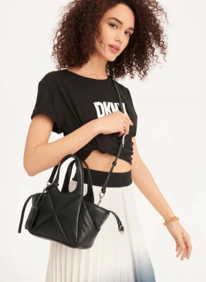 Black Women's Dkny The Mini Quilted Effortless Tote Bags | 2854HPCVU