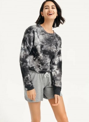 Black Women's Dkny Tie Dye Crew Neck Pullover | 5047QVTFR