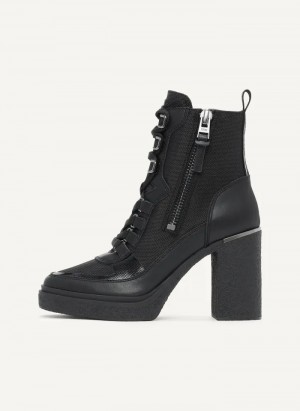 Black Women's Dkny Toia Lace Up Platform Boots | 5396XQKHV