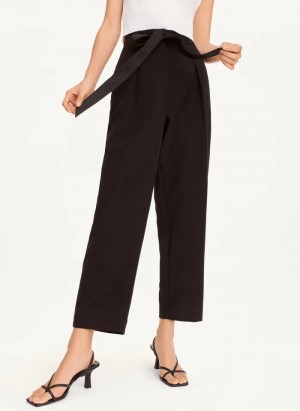 Black Women's Dkny Twill Cropped Pants | 5290GJUZL