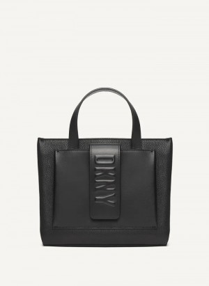 Black Women's Dkny Uptown Exotic Leather Small Tote Bags | 9627VFHAT