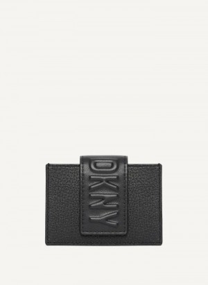 Black Women's Dkny Uptown Leather Card Case | 6125LRMKI